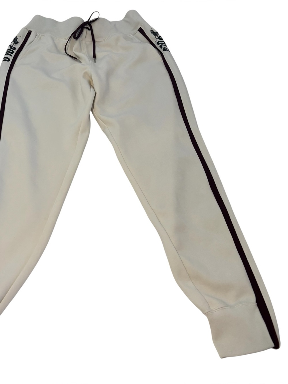 NWOT Polo Ralph Lauren Women’s Side Logo Beige Jogger/Pants Stripes Petite Small